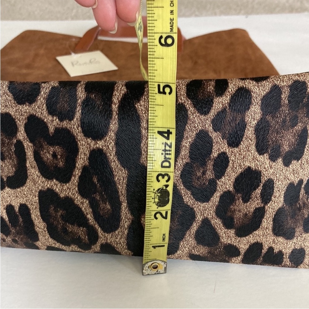 Brown Faux Leather with Leopard Print Tote - Picture 11 of 13